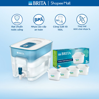 Combo Bình lọc nước BRITA Flow 8.2L + Hộp 3 lõi lọc BRITA Maxtra Pro