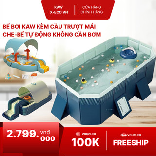 Bể bơi cho bé KAW JR3320 3m2 dày dặn có kèm cầu trượt - Hoạ tiết xanh ngẫu nhiên