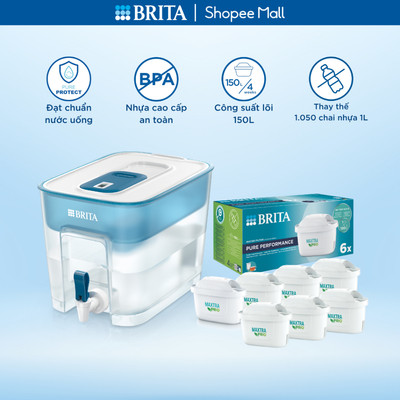 Combo Bình lọc nước BRITA Flow 8.2L + Hộp 6 lõi lọc BRITA Maxtra Pro