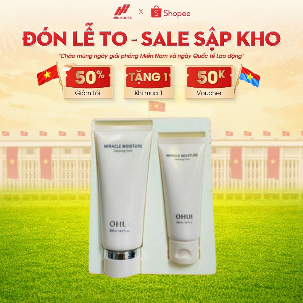 Set Sữa Rửa Mặt Ohui Hồng 200ml Tặng 100ml, Sữa rửa mặt dưỡng ẩm Ohui Cao Cấp - C263 Hân Korea