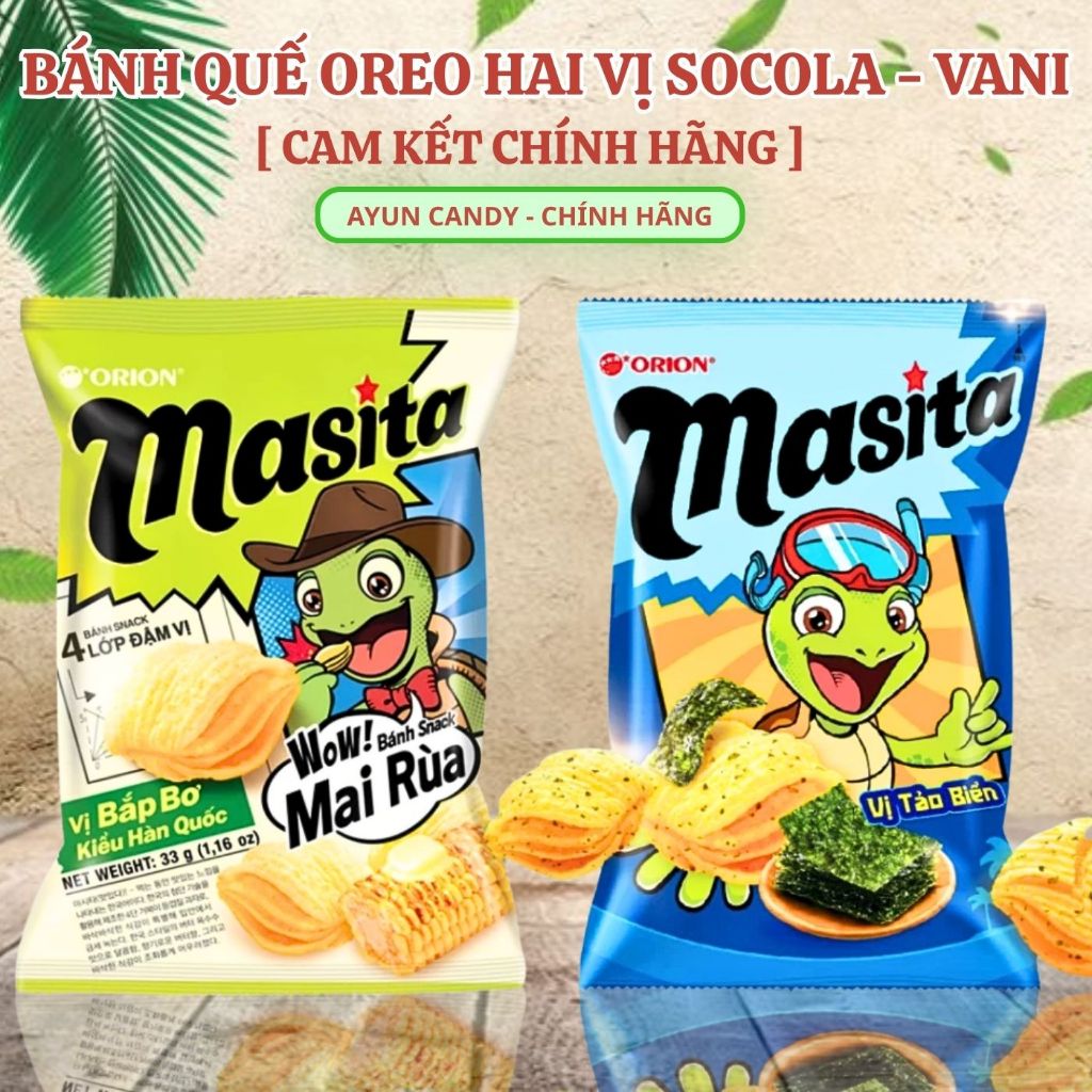 [HỎA TỐC] Bánh Snack Masita Orion Vị Bắp Bơ - Bánh Snack Khoai Tây Mai Rùa 4 lớp