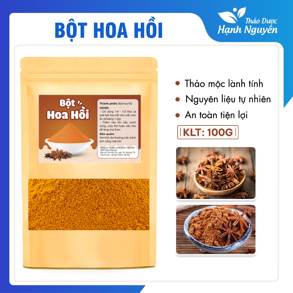 Bột hoa hồi 100g, bột đại hồi, nguyên chất, thơm, mịn, gia vị nấu ăn, làm bánh, ướp thịt, đồ nướng