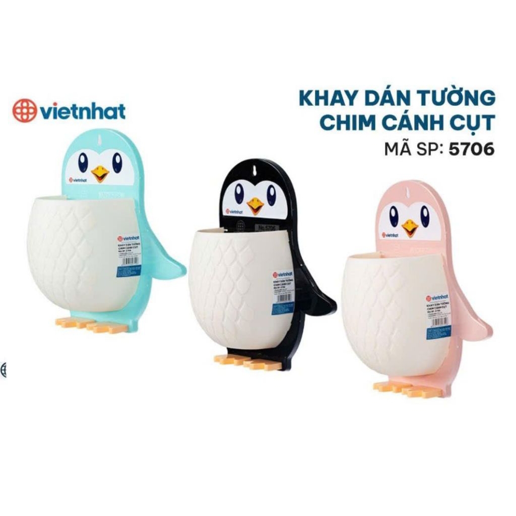 Khay đựng đồ dán tường hình chim cánh cụt dễ thương 5706 nhựa Việt Nhật