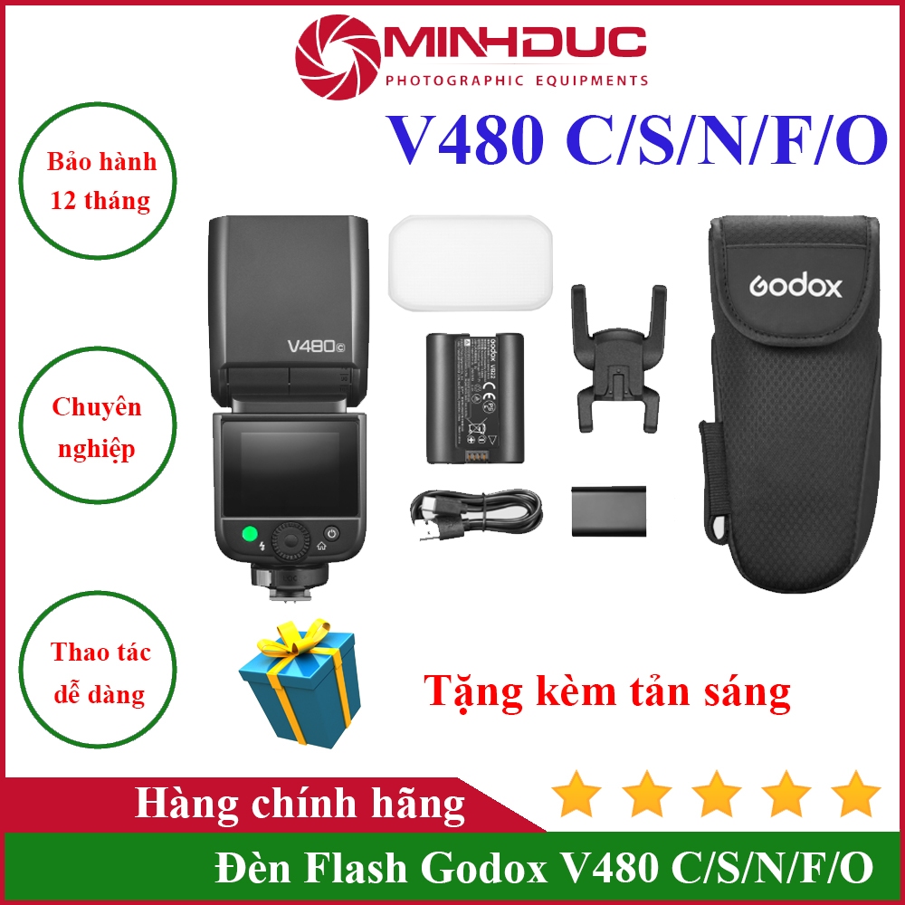 Đèn Flash Godox V480 cho Canon, Sony, Nikon, Fuji, Olympus Chính hãng MINH ĐỨC