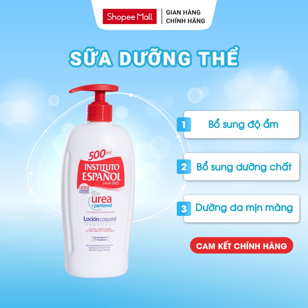 Sữa Dưỡng Thể Instituto Espanol Urea Lotion 5% Urea + Panthenol - Cấp Ẩm, Dưỡng Da Mịn Màng 500ml