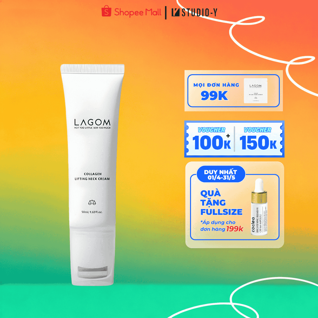Kem dưỡng da cổ Lagom Collagen Lifting Neck Cream, hỗ trợ giảm nhăn và tăng độ đàn hồi cho vùng da c
