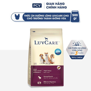 Thức ăn cho chó LuvCare cao cấp, hạt cho chó giống vừa gói 500gr