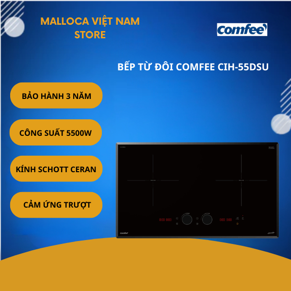 Bếp Từ Comfee CIH-55DSU – Mặt Kính Schott Ceran – Mạch IGBT Cao Cấp – Booster 3300W