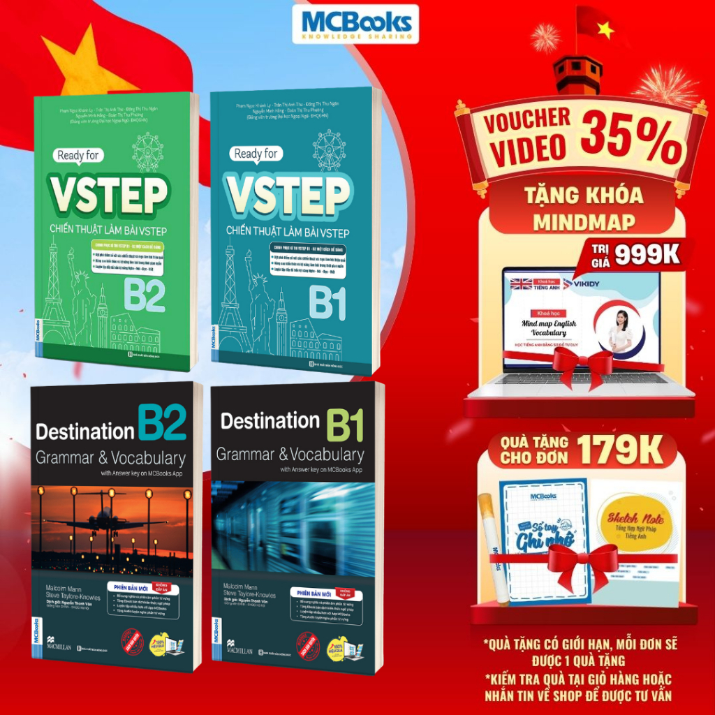Sách - Combo Luyện thi chứng chỉ Tiếng Anh trình độ B1,B2 - Destination B1,B2 + VSTEP B1,B2