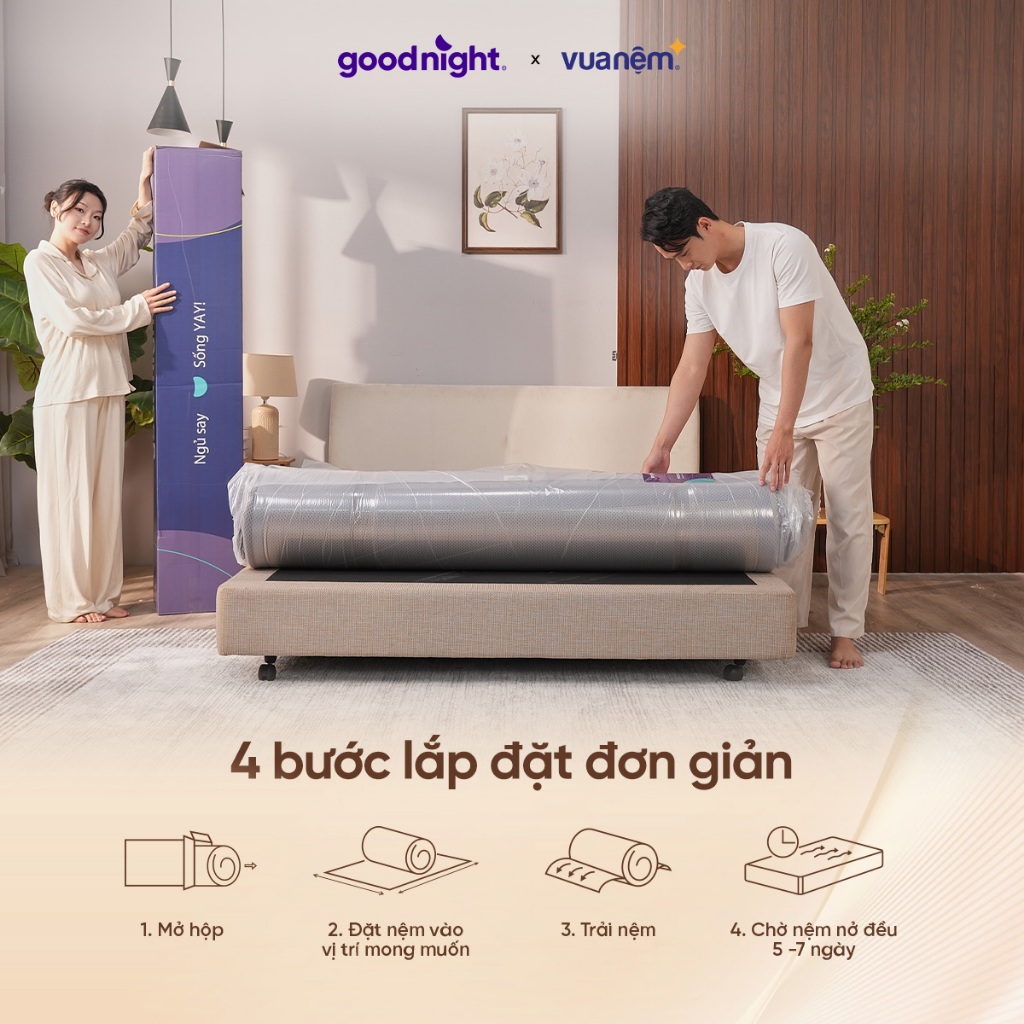 Nệm Lò Xo Vua Nệm Goodnight Sleep Wave Hybrid 20cm, Đệm Lò Xo Khách Sạn, Đệm Lò Xo Túi Độc Lập | BigBuy360 - bigbuy360.vn