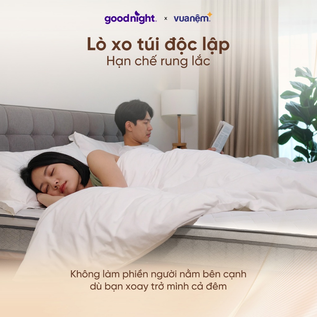 Nệm Lò Xo Vua Nệm Goodnight Sleep Wave Hybrid 20cm, Đệm Lò Xo Khách Sạn, Đệm Lò Xo Túi Độc Lập | BigBuy360 - bigbuy360.vn
