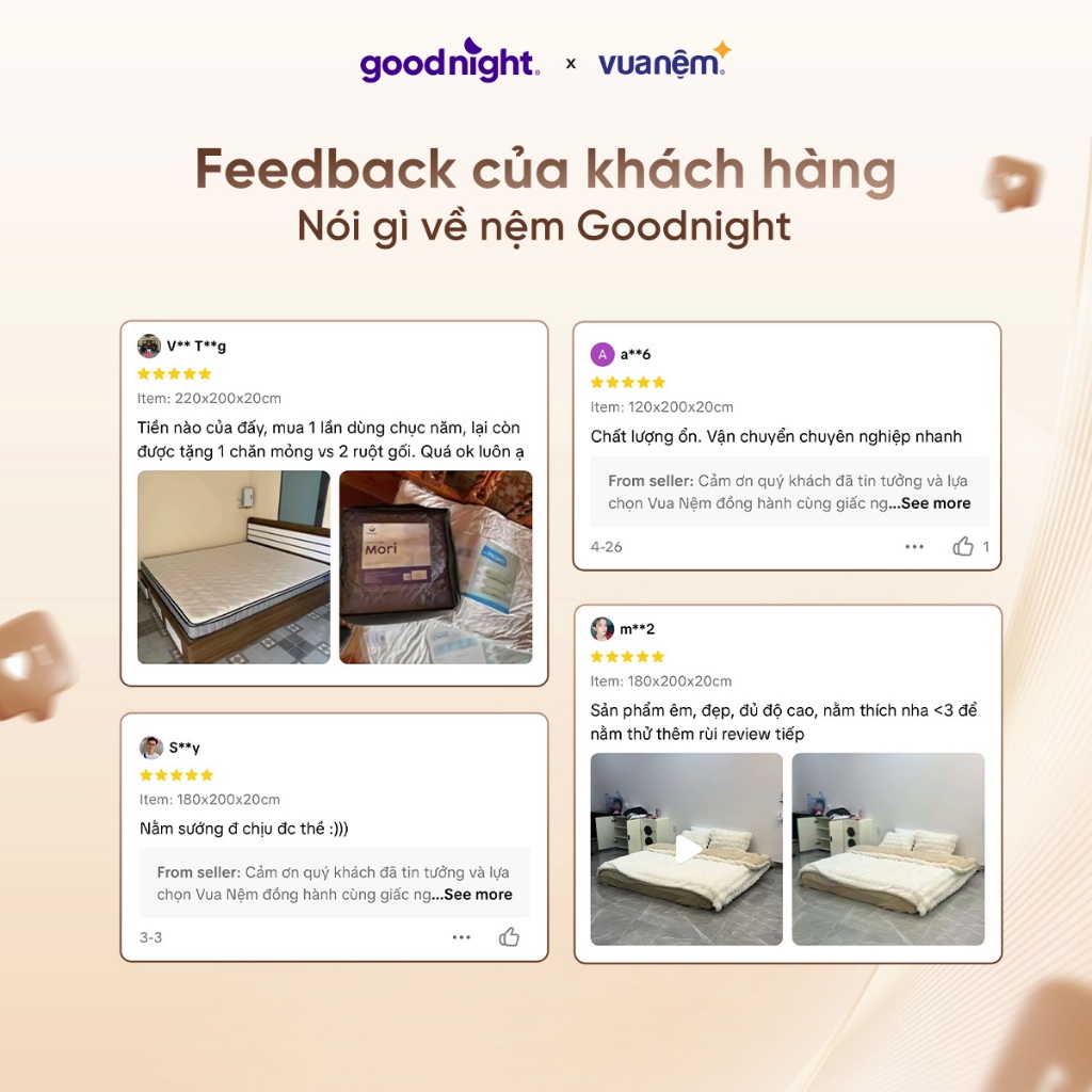 Nệm Lò Xo Vua Nệm Goodnight Sleep Wave Hybrid 20cm, Đệm Lò Xo Khách Sạn, Đệm Lò Xo Túi Độc Lập | BigBuy360 - bigbuy360.vn