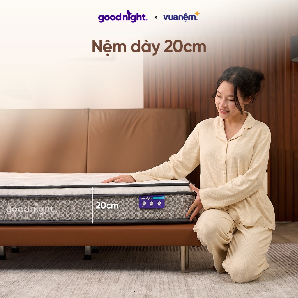 Nệm Lò Xo Vua Nệm Goodnight Sleep Wave Hybrid 20cm, Đệm Lò Xo Khách Sạn, Đệm Lò Xo Túi Độc Lập | BigBuy360 - bigbuy360.vn