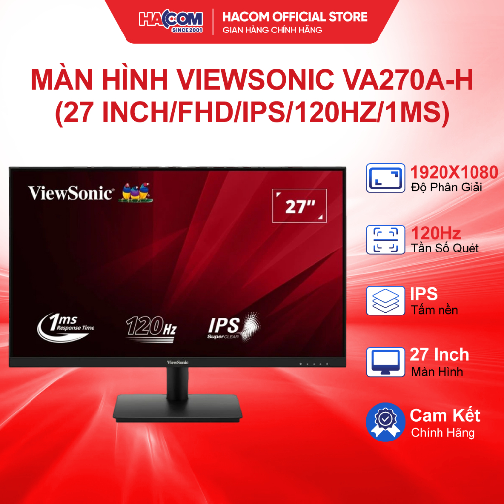 Màn Hình ViewSonic VA270A-H (27 inch/FHD/IPS/120Hz/1ms) - BH 36 Tháng HACOM PC