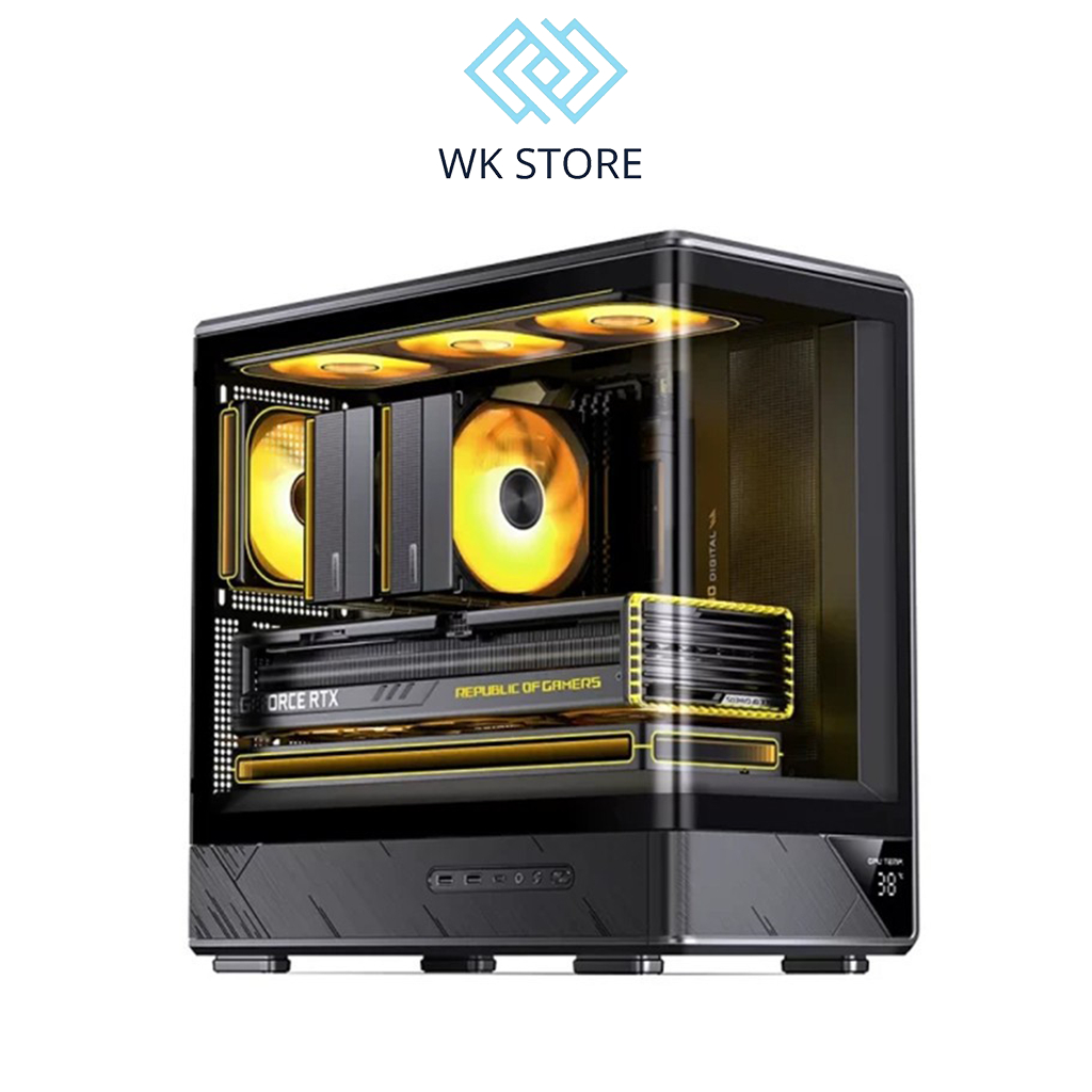 Vỏ Case Jonsbo D200 Black / White, Kính Cong, Có Hiển thị nhiệt độ, M-ATX / ITX, No Fan, Mới, BH 12T