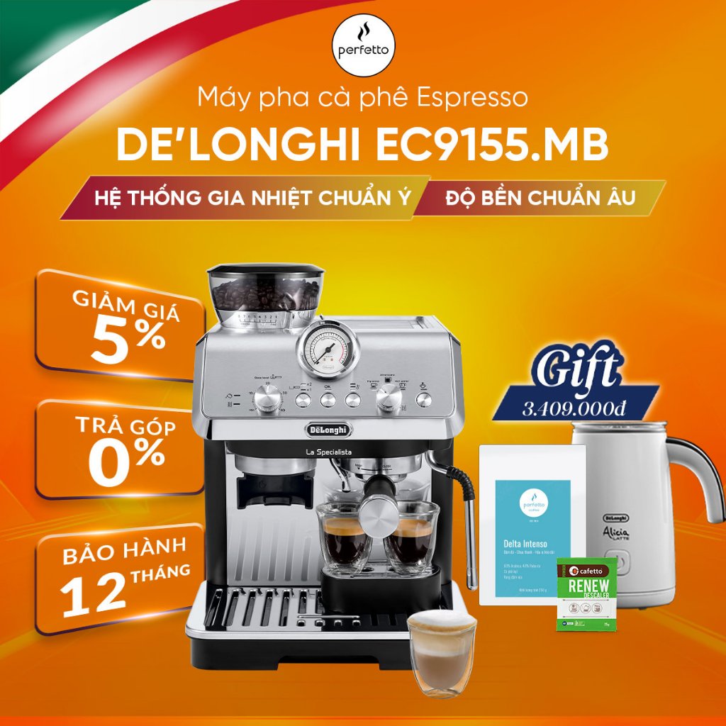 EC9155.R - Máy pha cà phê DeLonghi EC9155.R - Espresso chuyên nghiệp - Màu đỏ - Bảo hành 12 tháng
