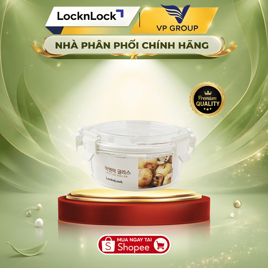 [LocknLock] Hộp thủy tinh chịu nhiệt nắp vòm nhựa Tritan LocknLock 950ML, màu trắng - LLG896 (VPG)