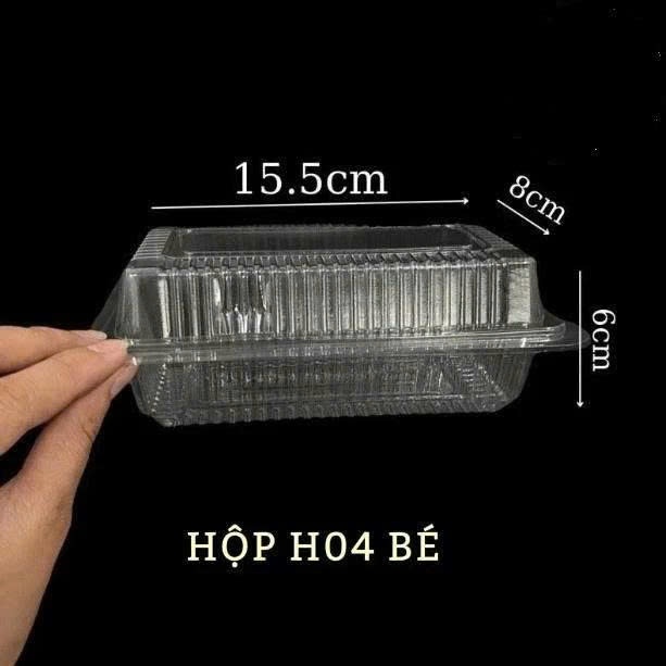 Lốc 100 hộp nhựa đựng bánh - Mã H04 Bé, hộp nhựa H04 loại bé