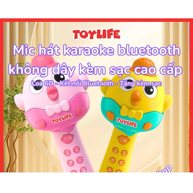 Mic hát karaoke bluetooth không dây kèm sạc cao cấp cho bé micro không dây livestream mini máy phát 