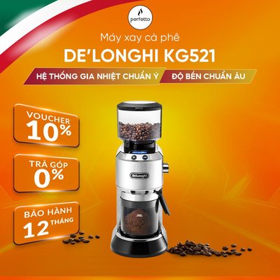 [Trả Góp 0%] Máy xay cà phê DeLonghi KG521.M - 18 chế độ xay - Bảo hành 12 tháng