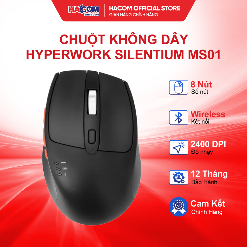Chuột không dây Bluetooth Hyperwork Silentium HACOM PC
