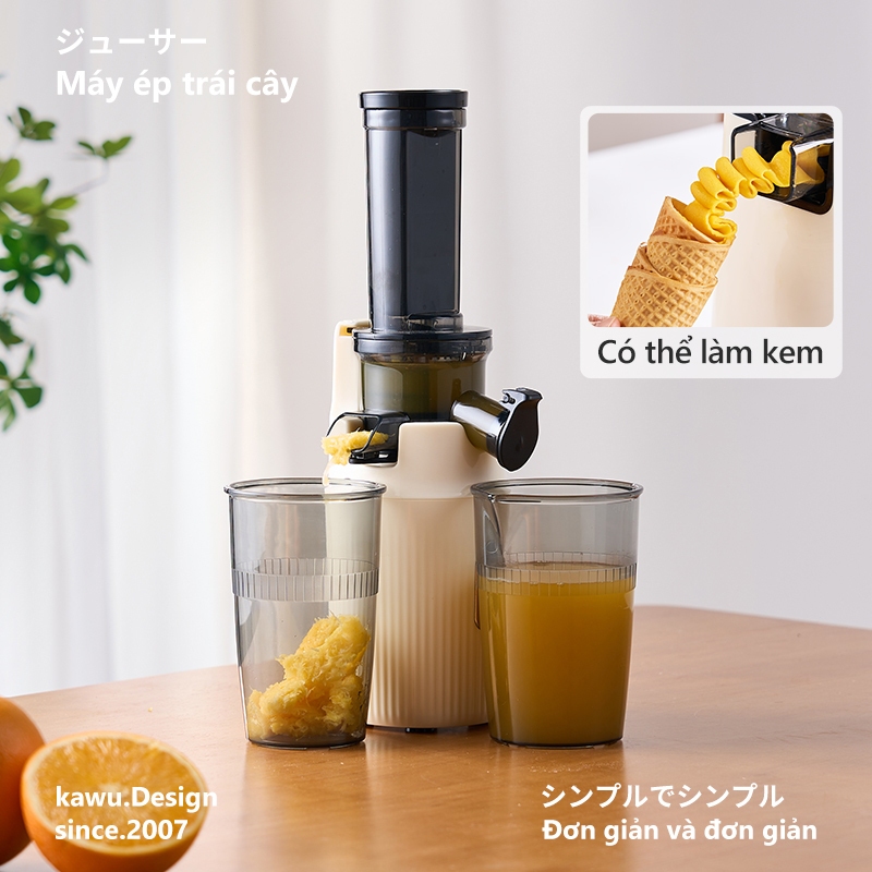 【Japan Design】kawu máy ép trái cây mini 400ml máy ép hoa quả chậm 100W Tháo Lắp 3s Có thể làm kem