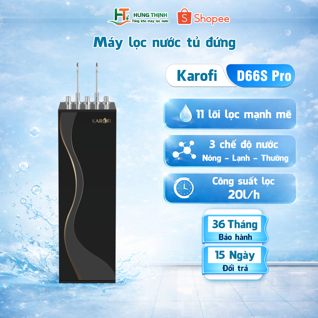 Máy Lọc Nước Nóng Lạnh Karofi KAD-D66S PRO – Mẫu Mới 2024 Hiệu Suất Gấp Đôi
