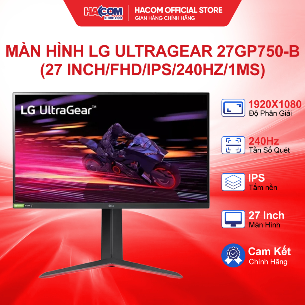 Màn Hình LG UltraGear 27GP750-B (27 inch/FHD/IPS/240Hz/1ms) - BH 24 Tháng HACOM PC