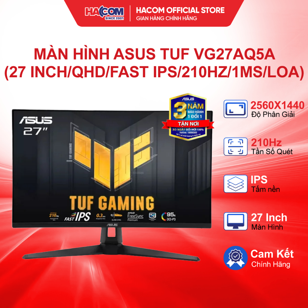Màn Hình Asus TUF VG27AQ5A (27 inch/QHD/Fast IPS/210Hz/1ms/Loa) - BH 36 Tháng HACOM PC