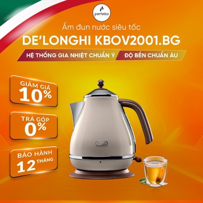Ấm đun nước siêu tốc DeLonghi KBOV2001 (BG/GR) - Màu Be/ Xanh Bơ