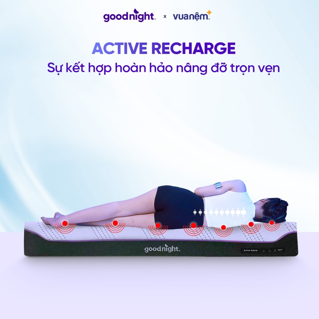 Nệm Foam Goodnight Active Hybrid mát tới 12H-Đệm foam than đá, nệm mát, đệm làm mát, đệm hè | BigBuy360 - bigbuy360.vn