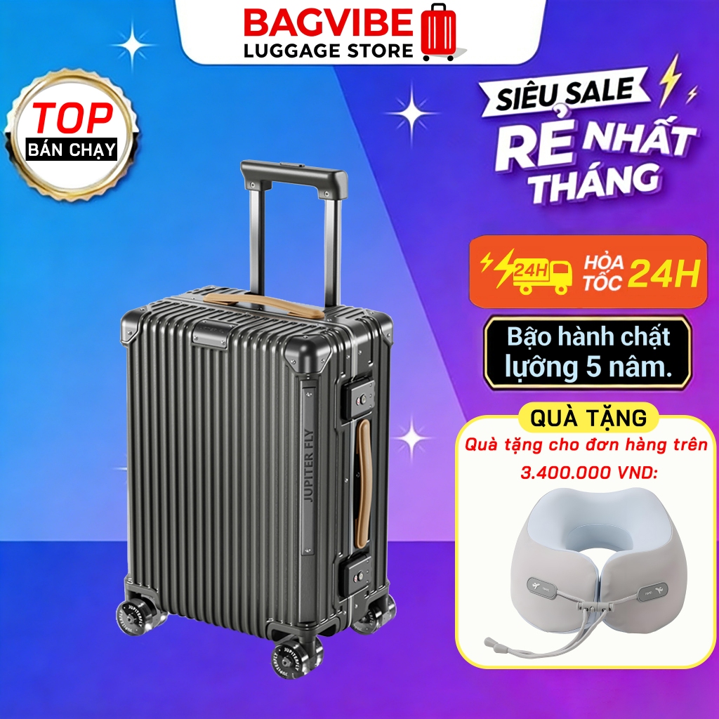 VALI NHÔM NGUYÊN KHỐI Vali full nhôm cao cấp sang bền đẹp vali size 24 vali khung nhôm khóa sập