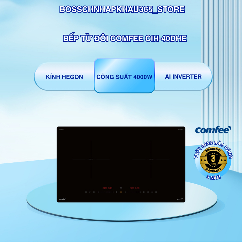 Bếp Từ Đôi Comfee CIH-40DHE – Cảm Ứng Trượt Hiện Đại – Tổng Công Suất 4000W – Bossch365