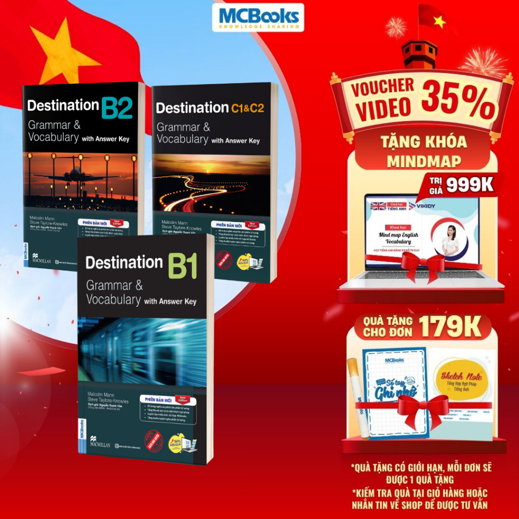 Sách - Trọn Bộ Giáo Trình Destination Grammar & Vocabulary B1, B2, C1&C2 phân loại Lẻ/combo PB 2025