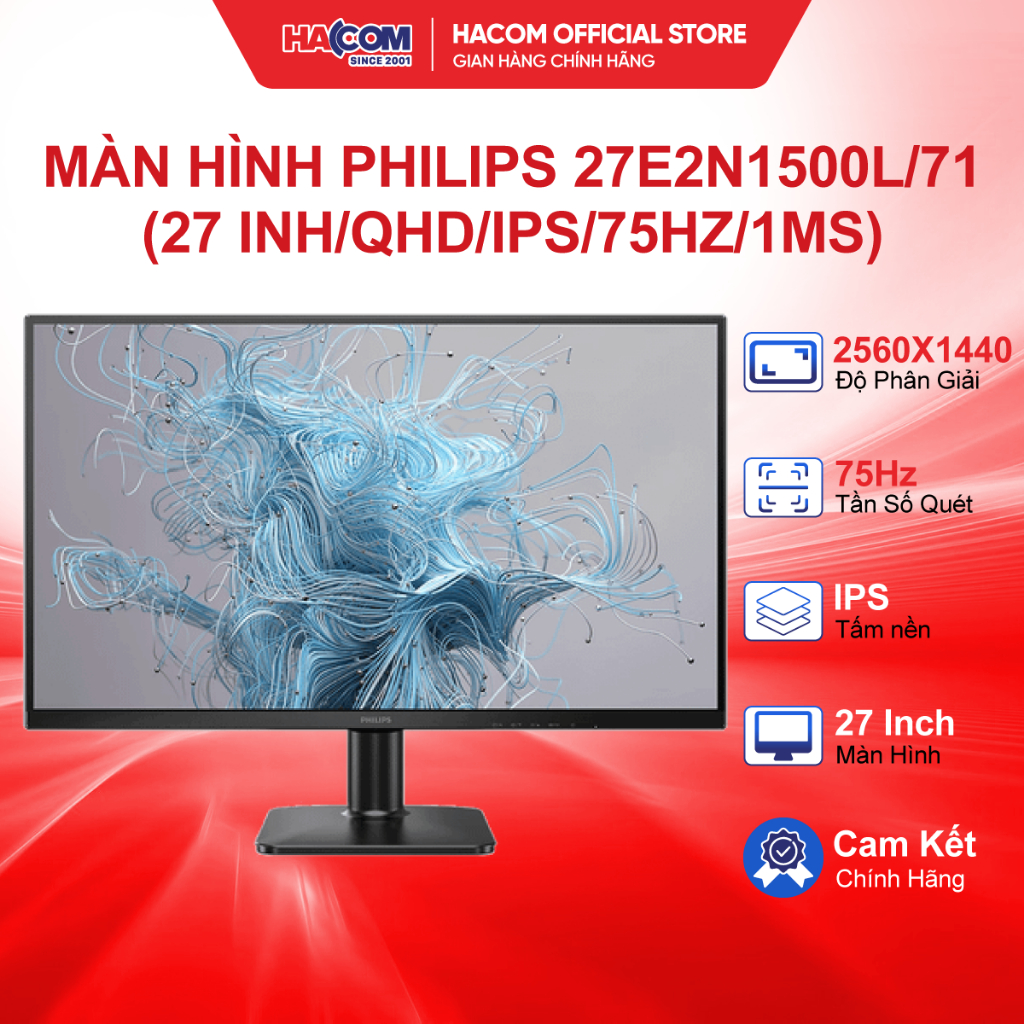 Màn Hình Philips 27E2N1500L/71 (27 inch/QHD/IPS/75Hz/1ms) - BH 36 Tháng HACOM PC