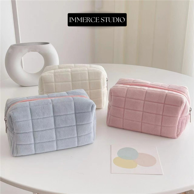 Túi Trang Điểm Nhung Mịn Size 18cm Dễ Thương Túi Pounch Makeup Cho Nữ TUIMIN