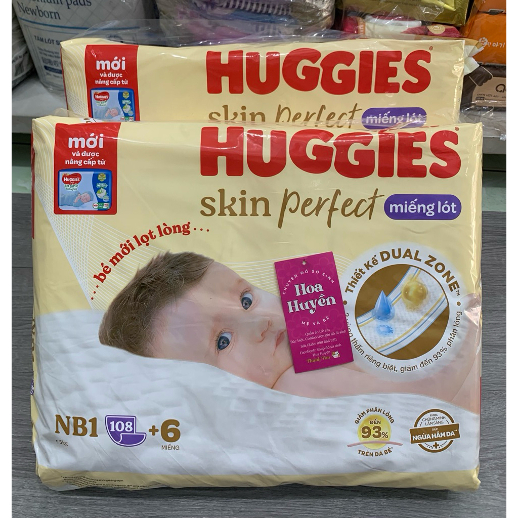 Tã Miếng Lót Huggies Cho Bé Sơ Sinh NB1* 108+6 Miếng và 64+4 Miếng | Tã Dán Sơ Sinh Huggies 0-5kg