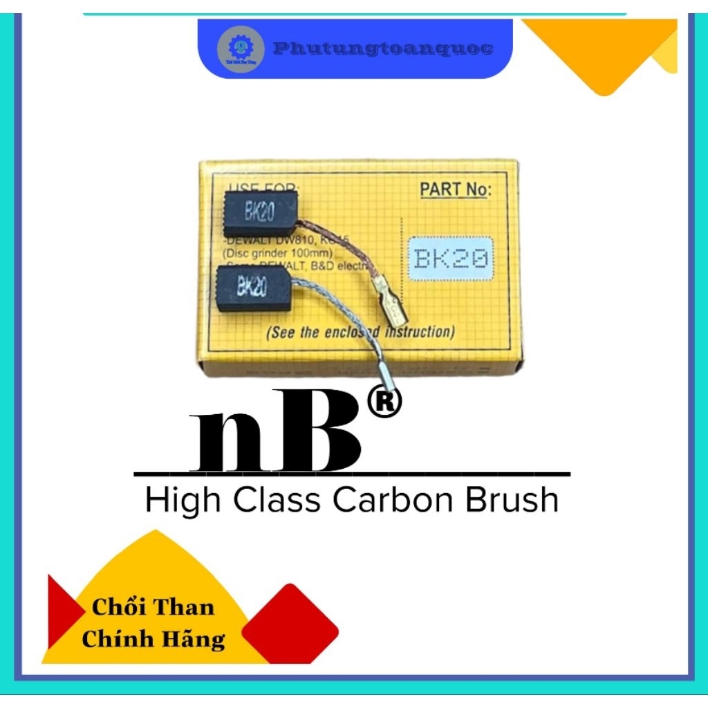 Chổi Than NB BK20 Thay Thế Cho Máy Mài DeWALT DW810 – DW803 – DW806 – DW801