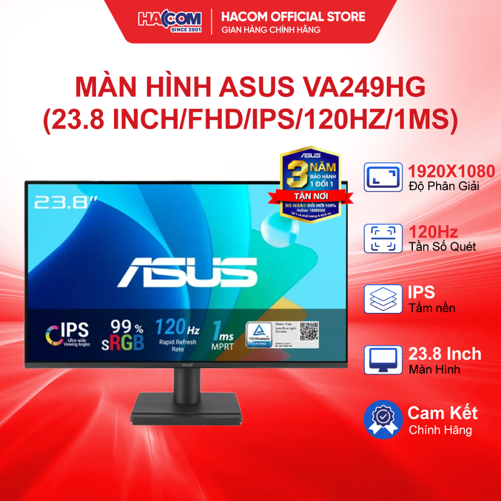 Màn Hình ASUS VA249HG (23.8 inch/FHD/IPS/120Hz/1ms) - Bảo Hành 36 Tháng HACOM PC