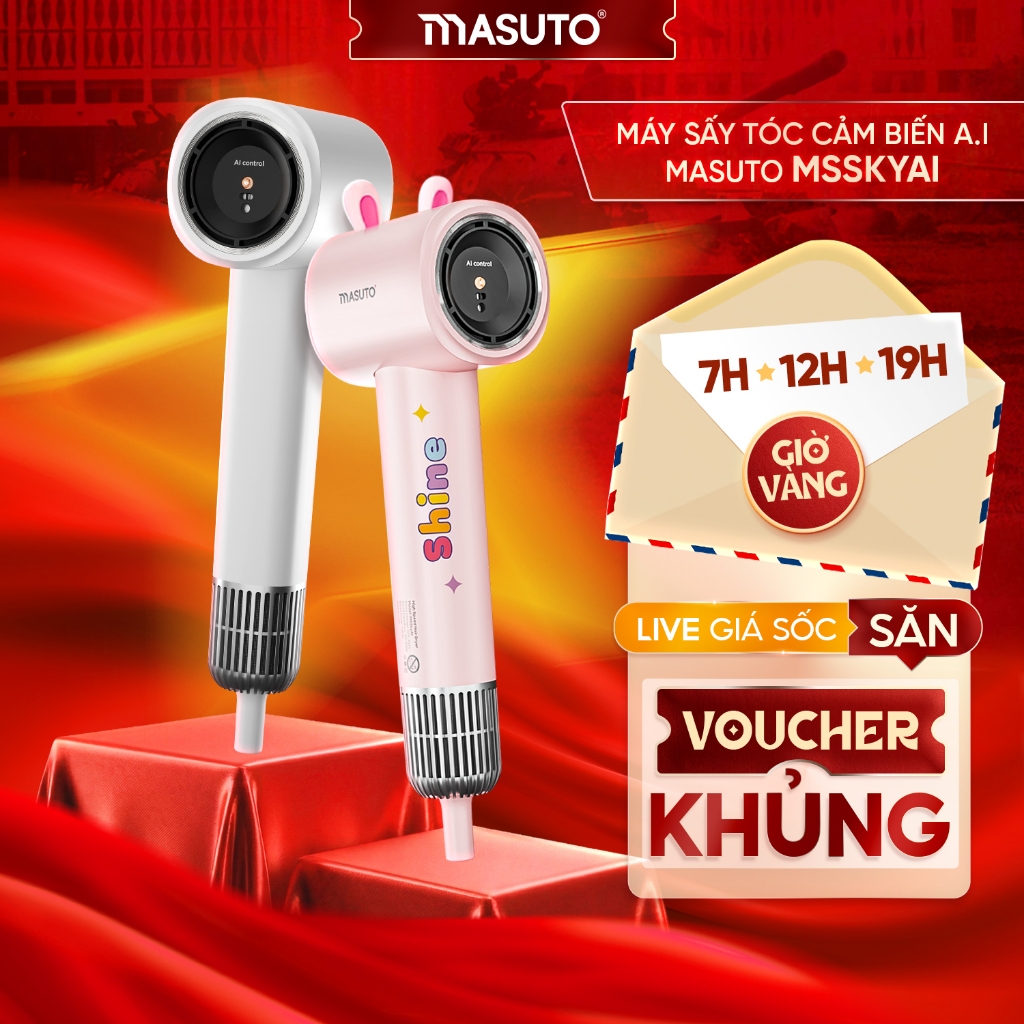 Máy sấy tóc AI ion âm Masuto SkyAI cảm biến tự động điều chỉnh nhiệt độ bảo vệ da đầu tối ưu