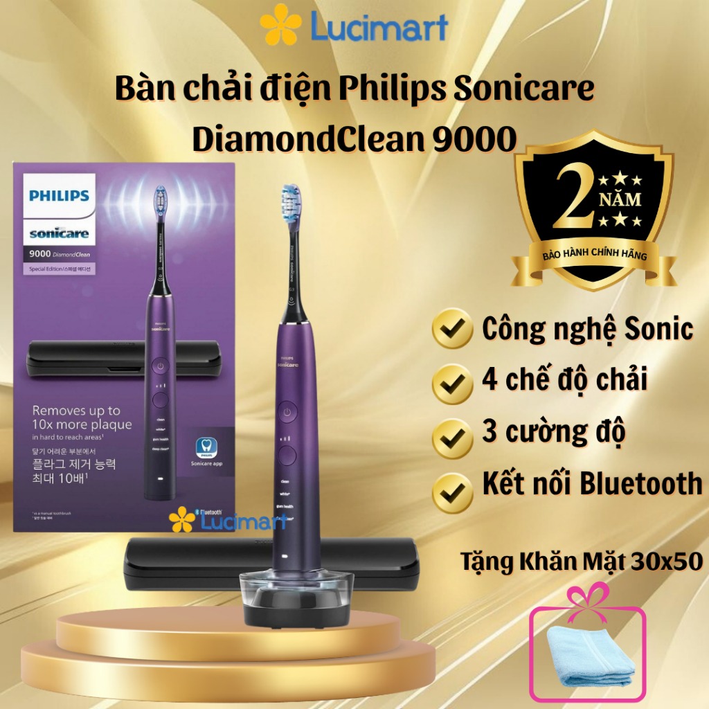 Bàn chải đánh răng điện Philips Sonicare 9000 DiamondClean HX9911/74 Bảo hành 2 năm
