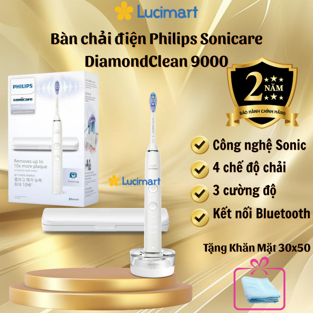 Bàn chải đánh răng điện Philips Sonicare 9000 DiamondClean HX9911/73 Bảo hành 2 năm