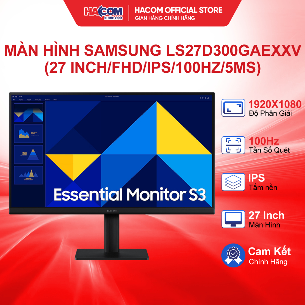 Màn Hình Samsung LS27D300GAEXXV (27 inch/FHD/IPS/100Hz/5ms) - BH 24 Tháng HACOM PC
