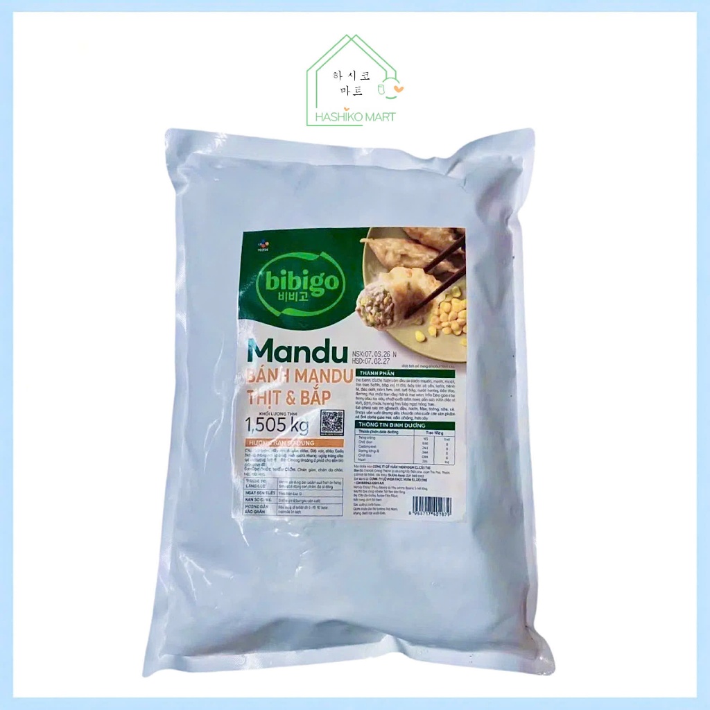 MANDU BIBIGO NHÂN THỊT VÀ BẮP 1.505KG