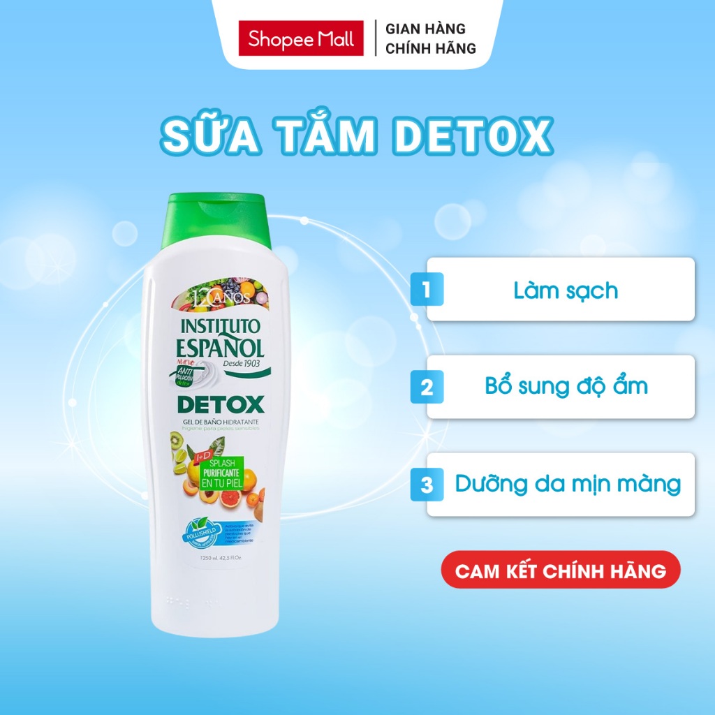 Sữa Tắm Detox Instituto Espanol Detox Shower Gel Hương Trái Cây - Sạch Sâu, Loại Bỏ Bụi Bẩn 1250ml