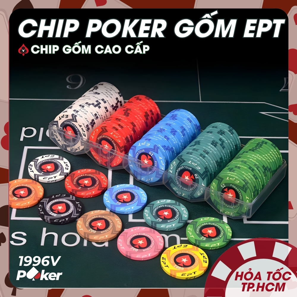 Chip Poker Gốm EPT European Có Số, Phỉnh Poker Tour Làm Từ Gốm Ceramic Cao Cấp - 1996V Poker Shop