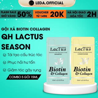 Dầu gội biotin collagen QH Lactus season ngăn tóc gãy rụng cho da đầu bết, gàu, dầu gội biotin 15ML