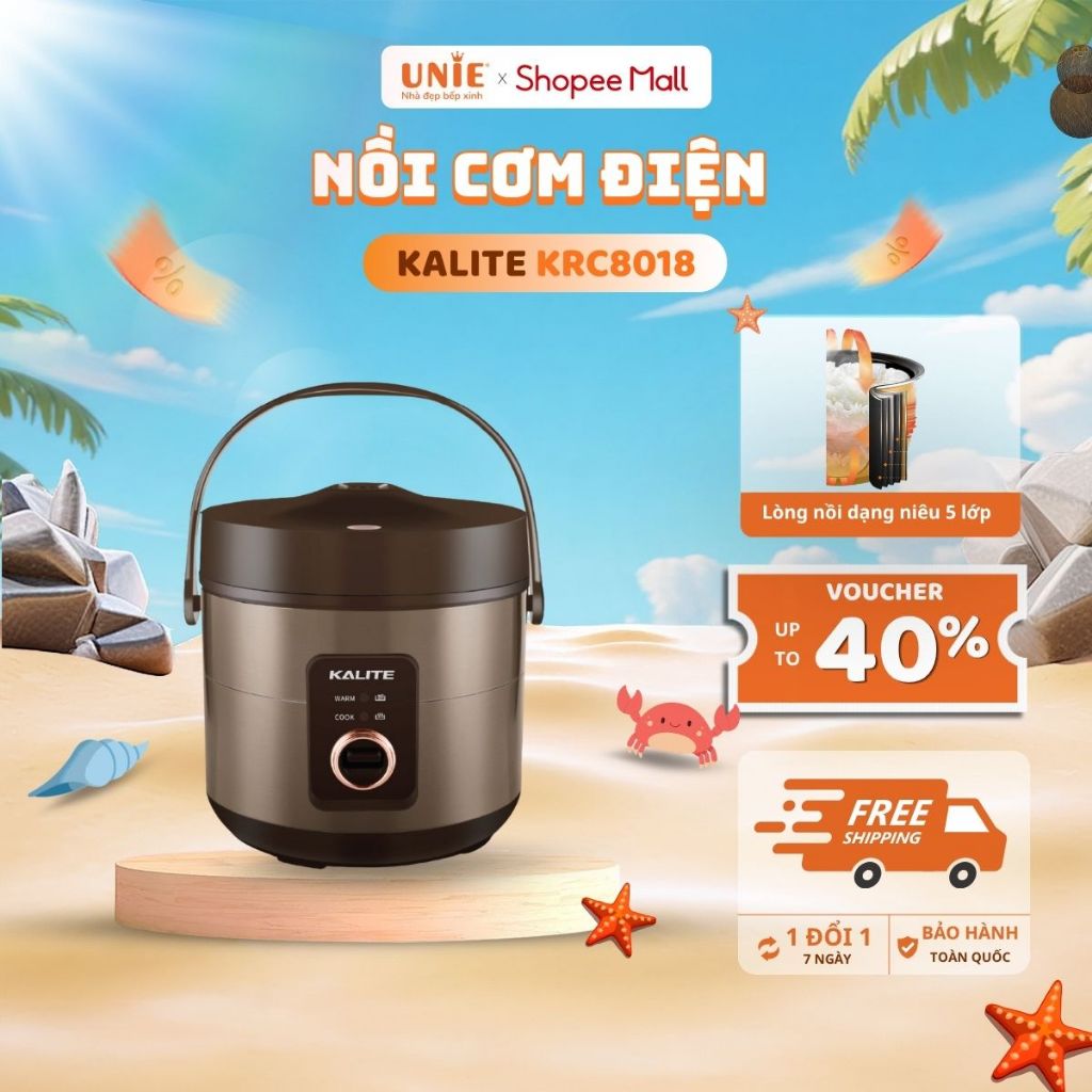 Nồi cơm điện KRC8018, Lòng nồi dạng niêu 5 lớp, đa chức năng, nấu cơm, cháo, luộc, súp, dung tích 1.