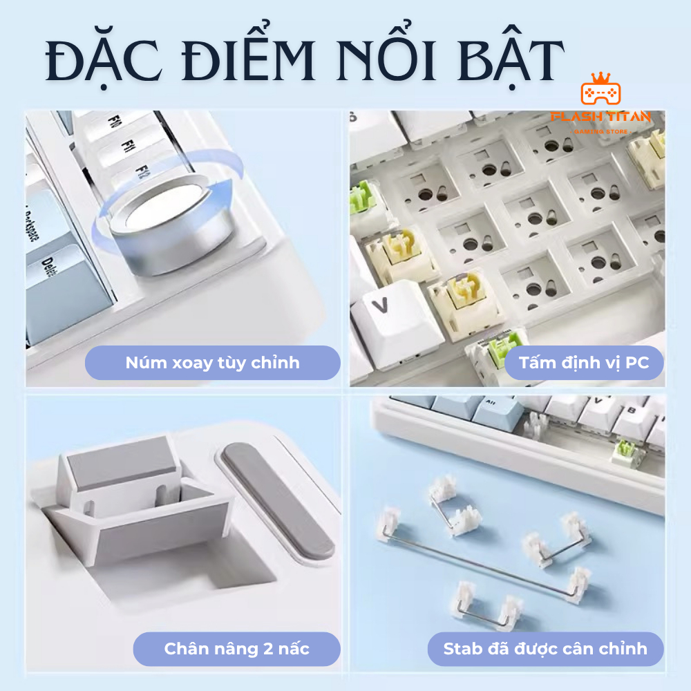 Bàn phím cơ có dây AULA F75 - Phiên bản mạch xuôi - LED RGB có app tùy chỉnh - Hotswap - Núm xoay | BigBuy360 - bigbuy360.vn