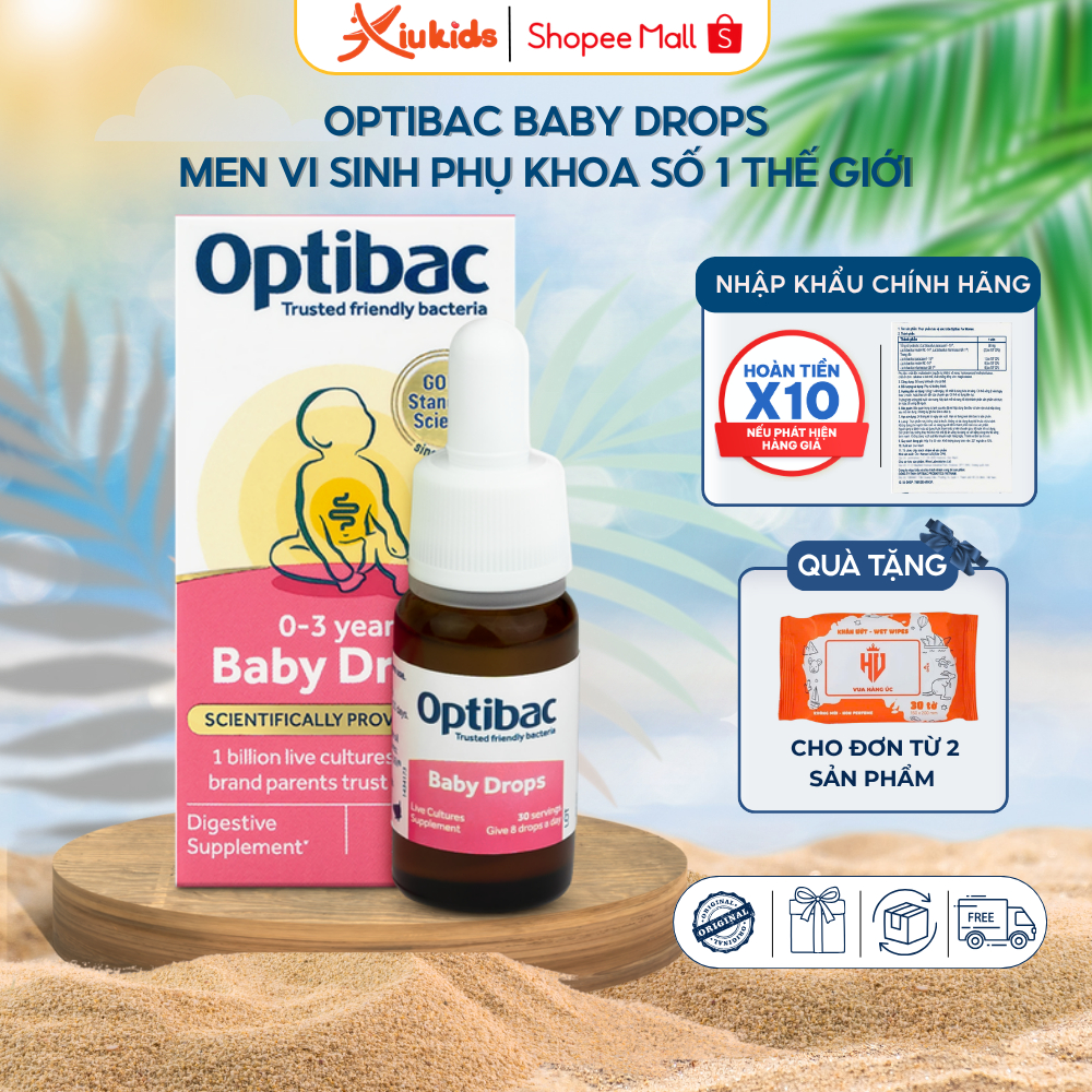 Men Vi Sinh Optibac Hồng - Men Vi Sinh Cho Bé, Lợi Khuẩn Tăng Sức Đề Kháng Cho Bé Táo Bón (Lọ 10ml)
